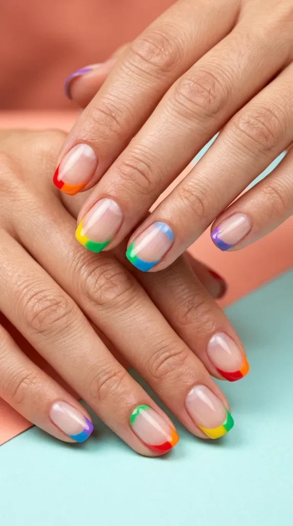 Rainbow Negative Space Nails