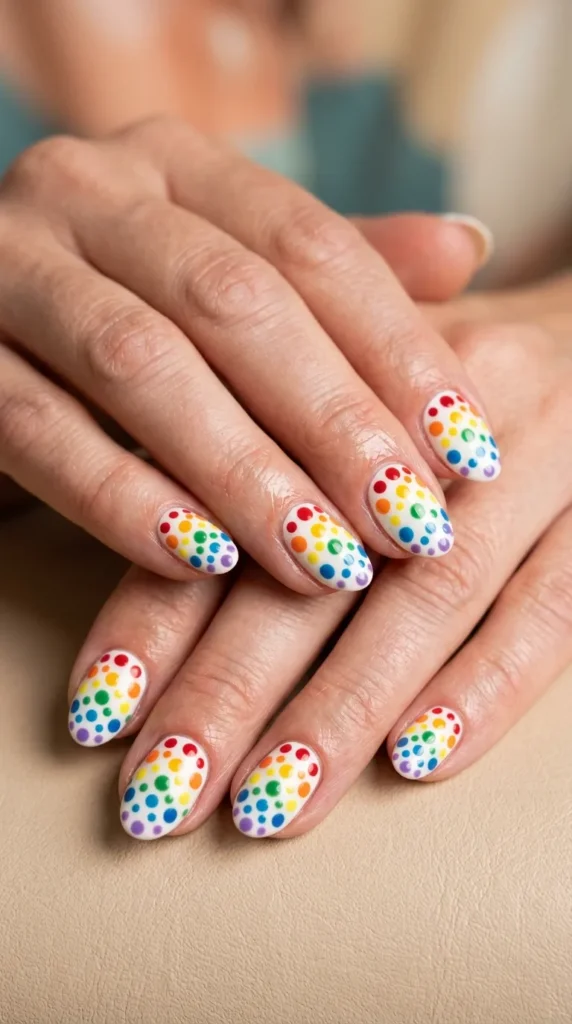 Rainbow Polka Dot Nails