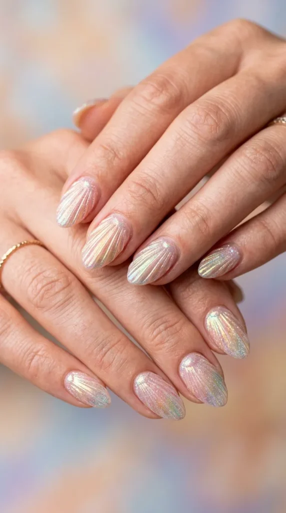 Rainbow Seashell Nails