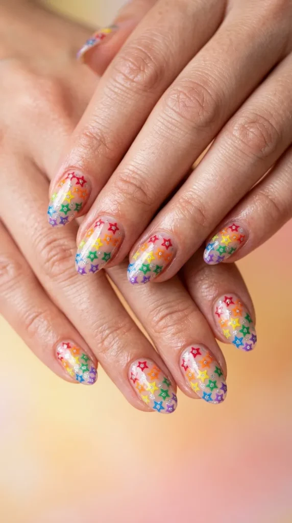 Rainbow Starburst Nails