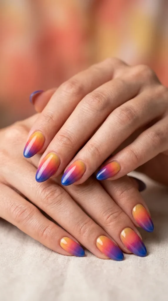 Rainbow Sunset Nails