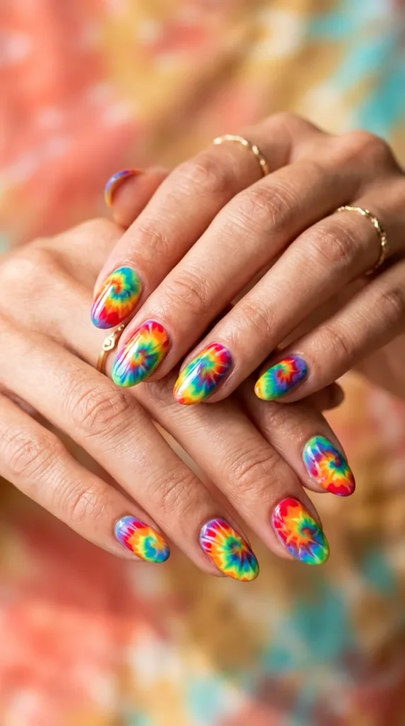 Rainbow Tie-Dye Nails