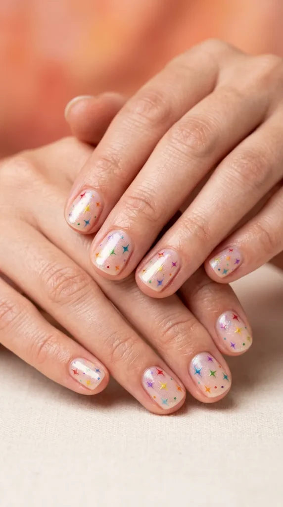 Rainbow Tiny Sparkle Nails