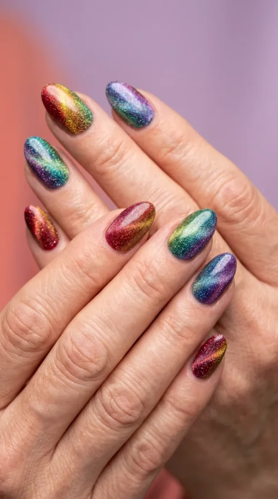 Rainbow Velvet Nails