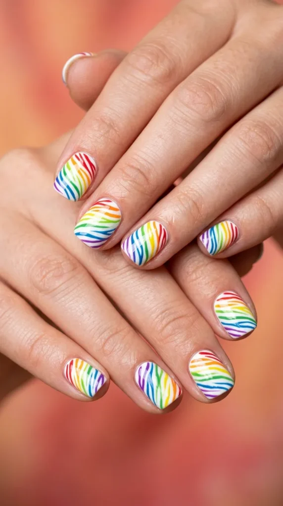 Rainbow Zebra Stripe Nails