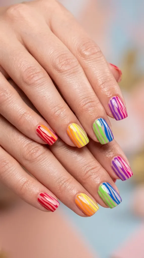 Rainbow Zebra Stripe Nails