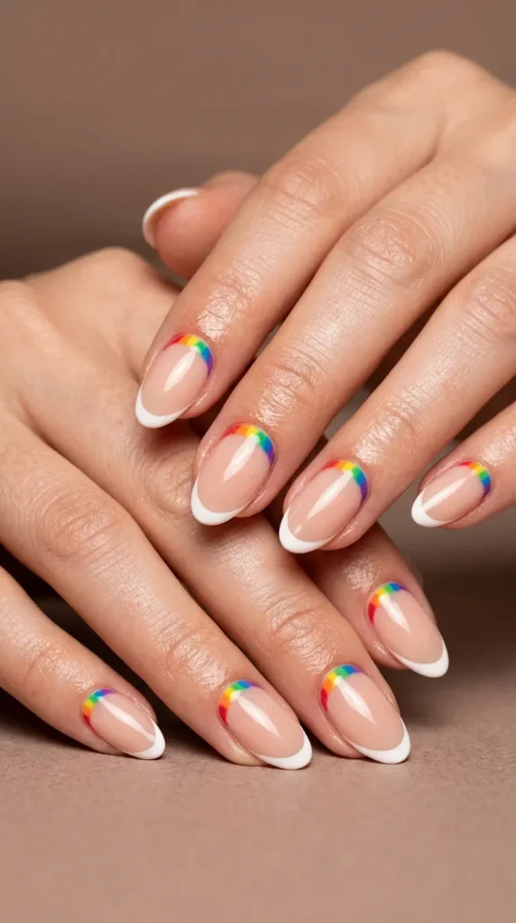 Reverse Rainbow French Manicure