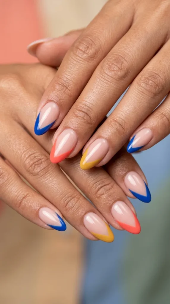 Reverse V French gel nails