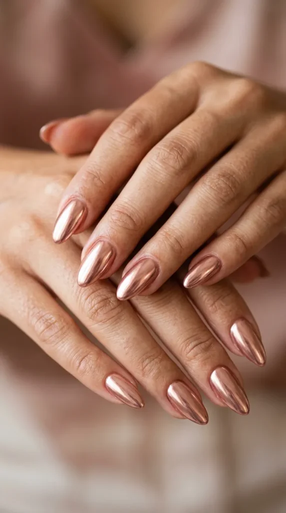 Rose Gold Chrome Nails