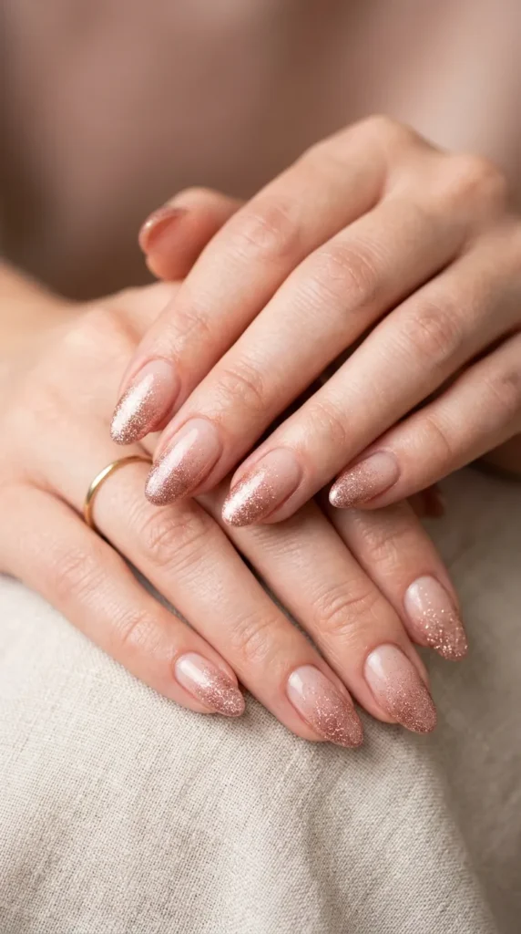 Rose gold shimmer to nude fade