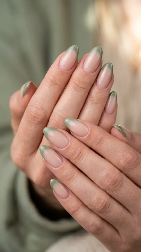 Sage Green French Tips