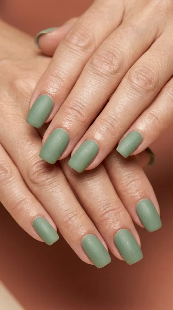 Sage Green Minimal Nails