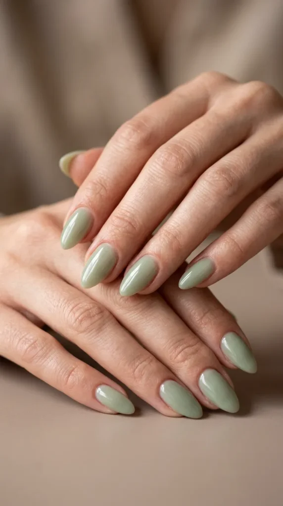 Sage Green Minimalist Nails