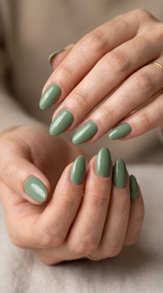 Sage green nails