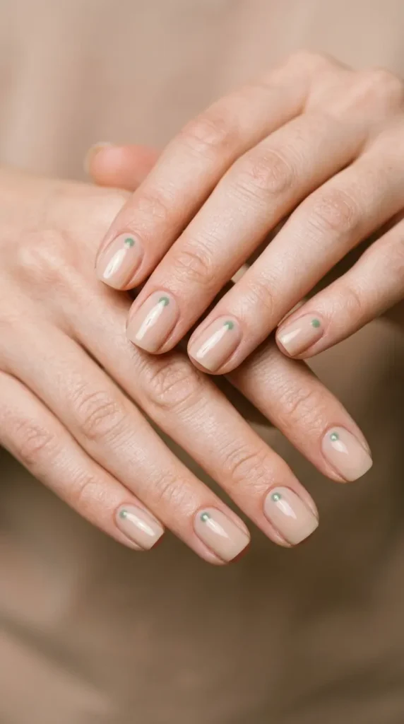 Sage Minimal Dot Nails