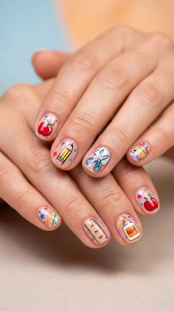 School Supplies Mix Nails (Scissors, Glue, Ruler)