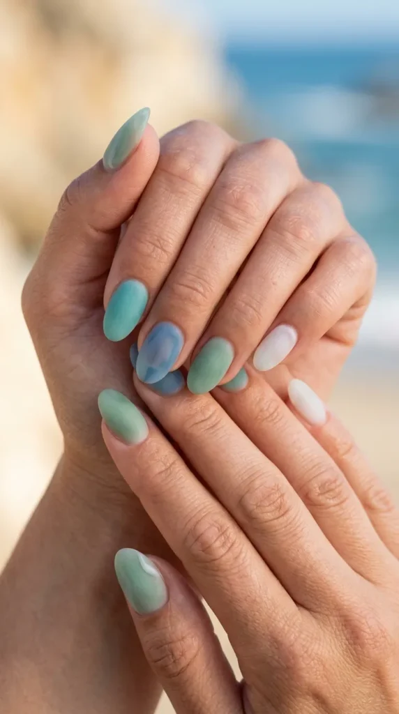 Sea Glass Inspired Nails