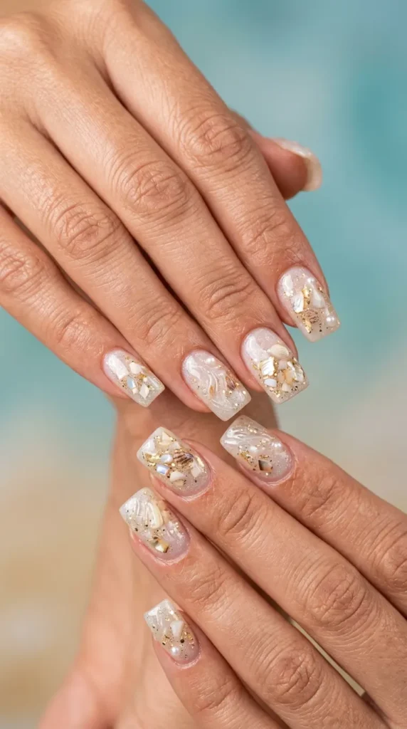 Seashell Beach Square Nails