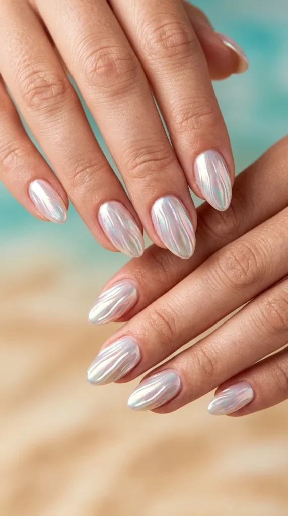 Seashell Chrome Nails