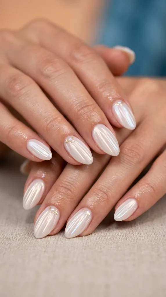 Seashell inspired 3D almond nail design