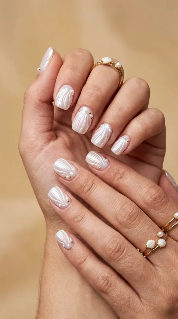 Seashell Pearl Nail Art