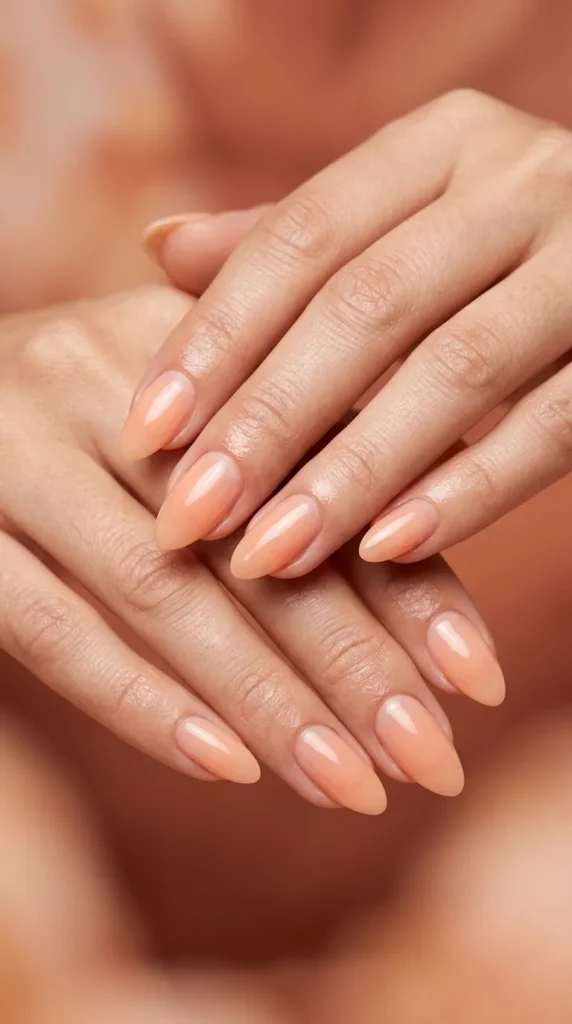 Sheer Peach Vacation Nails