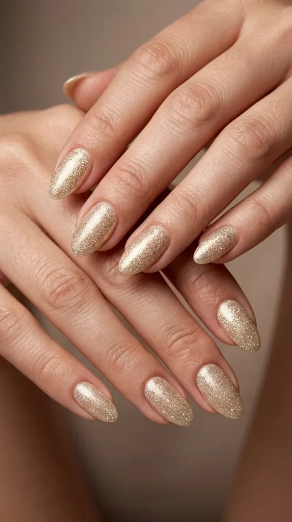 Shimmering Champagne Nails