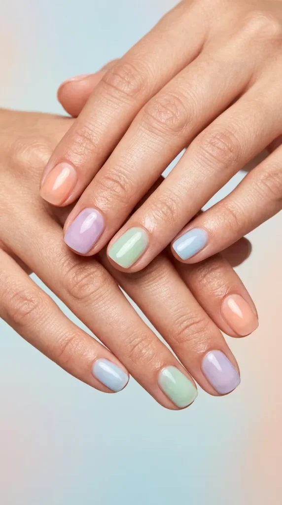 Short Pastel Jelly Nails