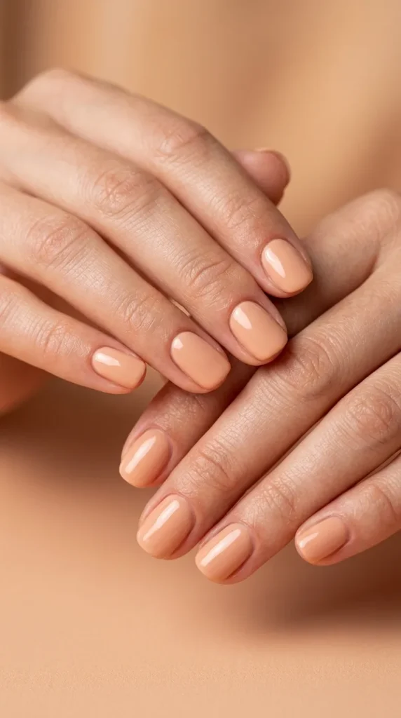 Short Peachy Nude Nails