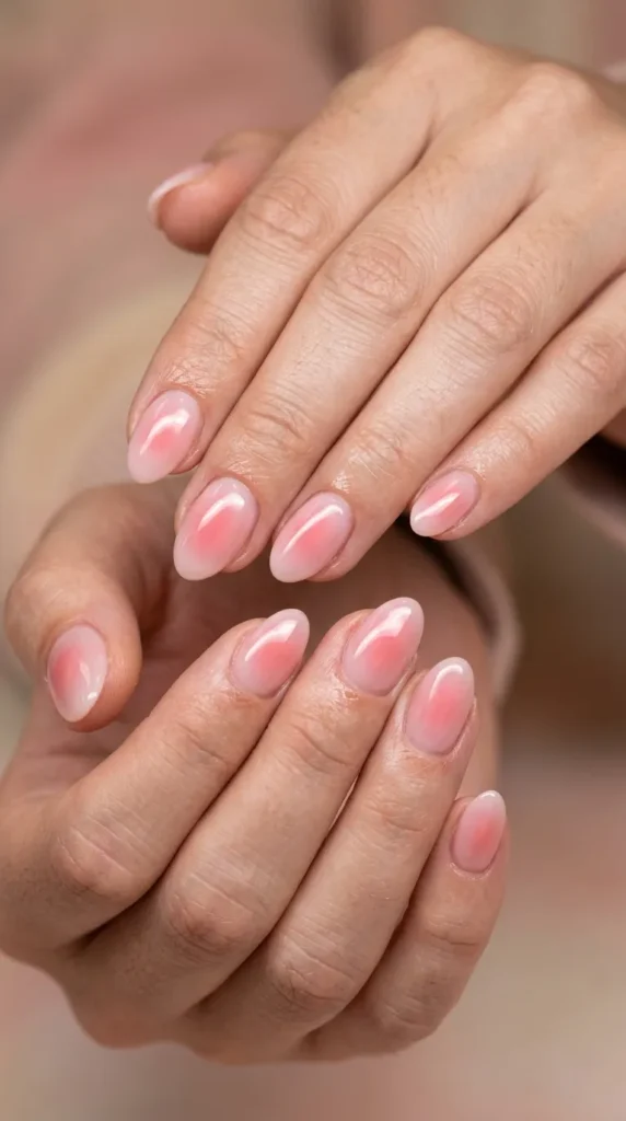 Short Pink Aura Nails