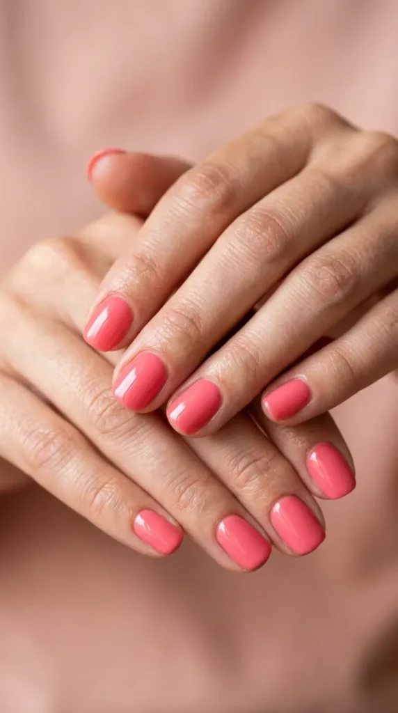 Short Pink Glossy Nails