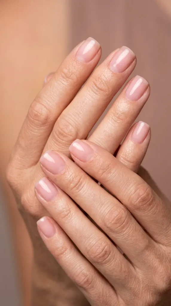Short Soap Nails with Sheer Pink Finish