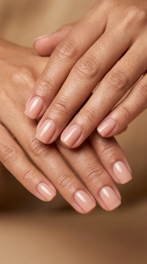 Short Squoval Nude Nails