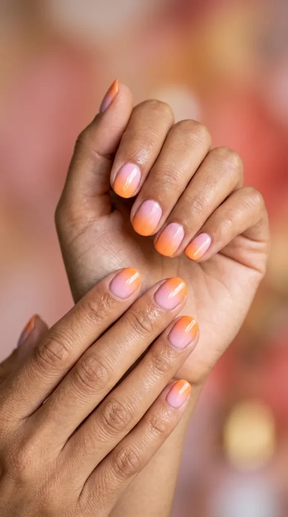 Short Sunset Ombre Nails