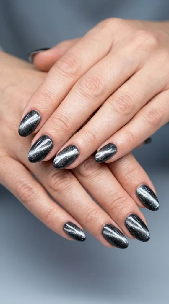 Silver Cat Eye Nails