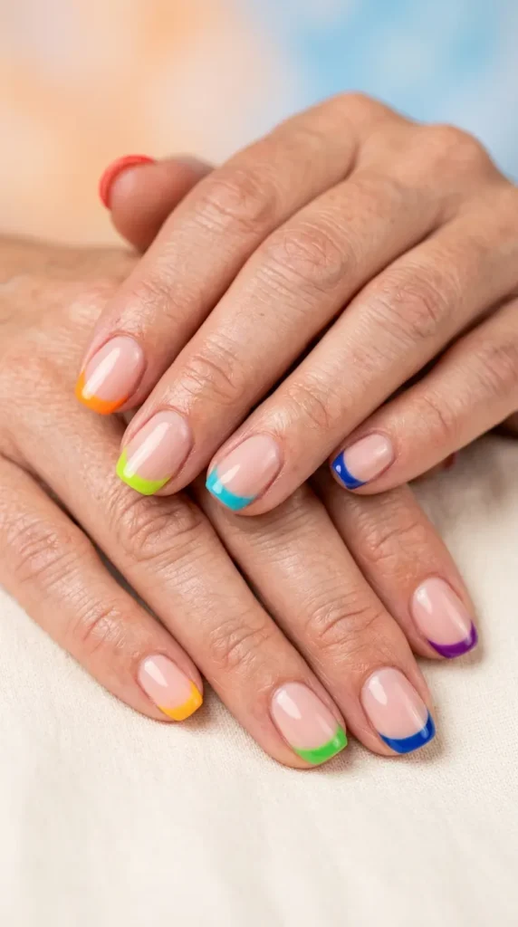 Skittle Rainbow French Tips