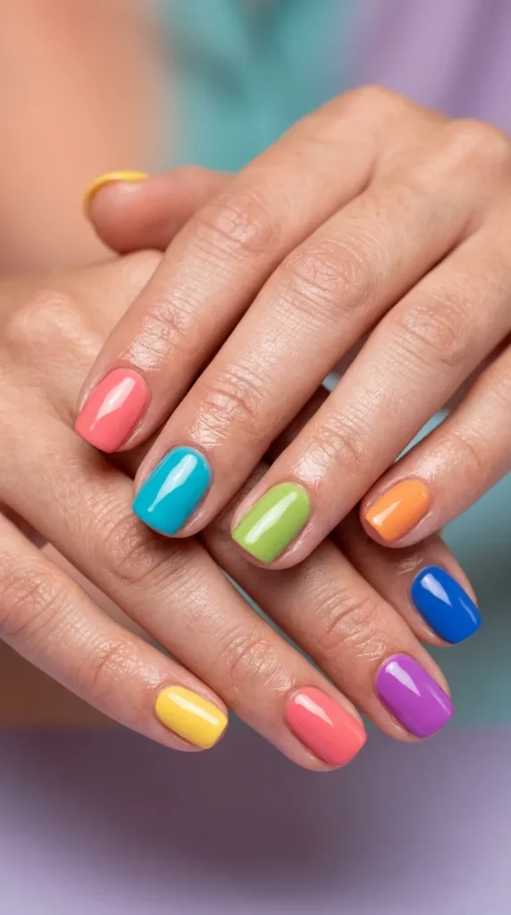 Skittle Rainbow Manicure