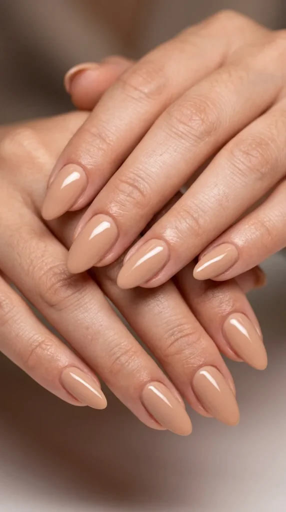 Soft beige clean aesthetic nails