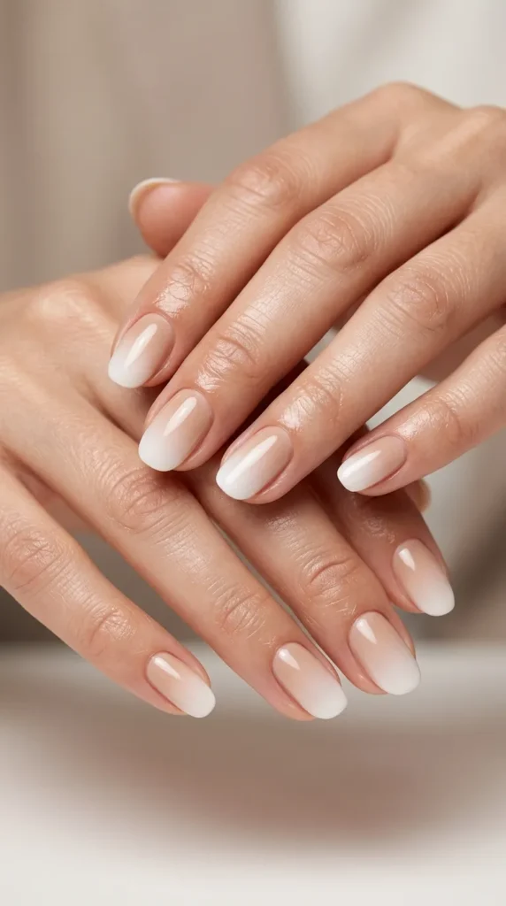 Soft beige to milky white elegant ombre