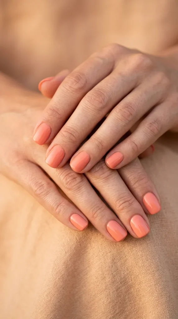 Soft Coral Short Nails