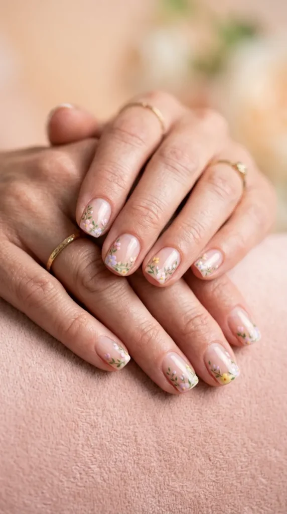 Soft Floral French Manicure