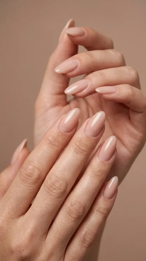 Soft Nude Almond Nails