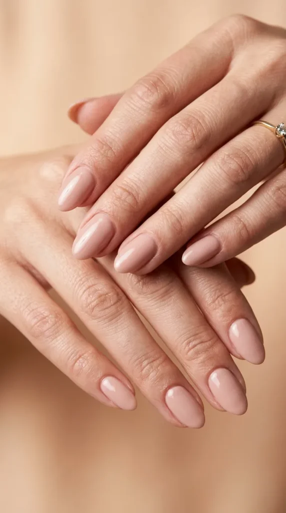 Soft Nude Almond Short Nails