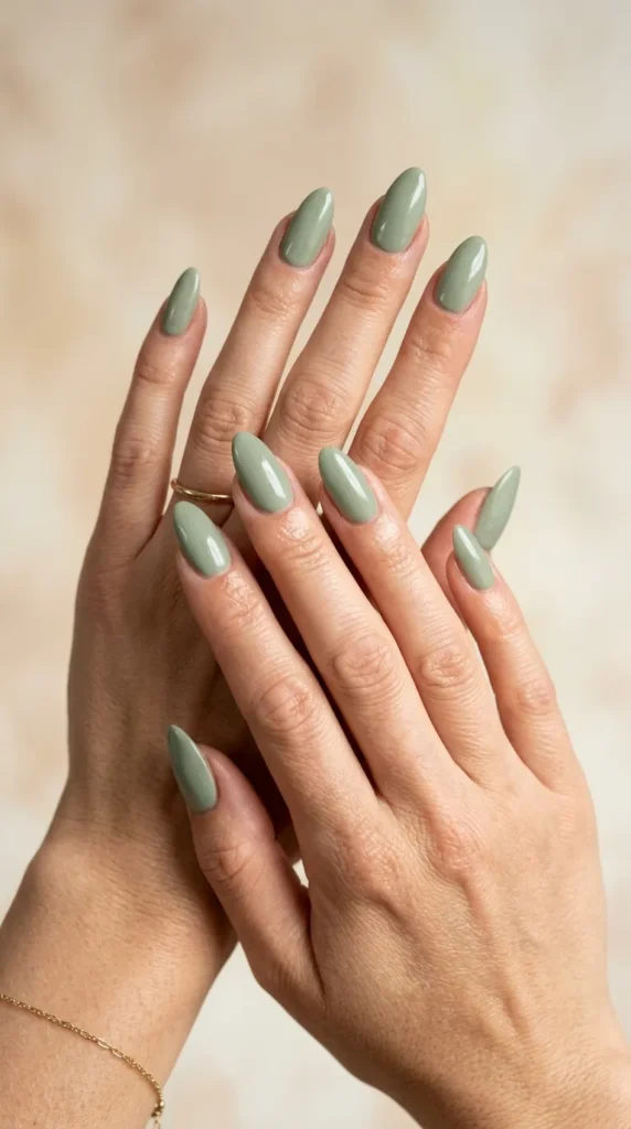 Soft Sage Green Nails
