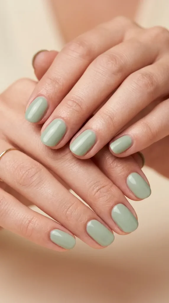 Soft Sage Minimalist Nails