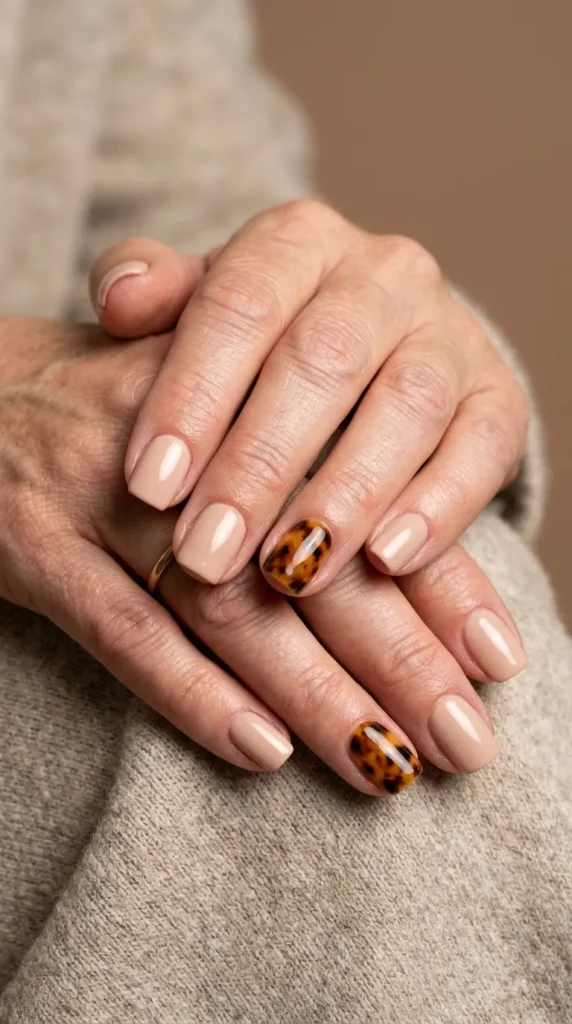 Soft Tortoiseshell Accent Nails