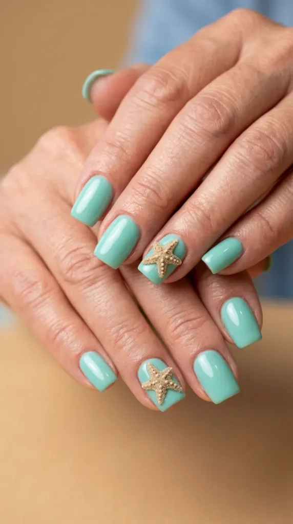 Starfish Accent Square Nails