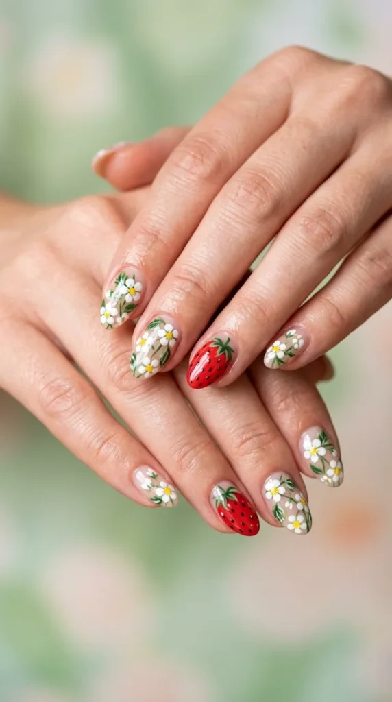Strawberry Blossom Summer Nails