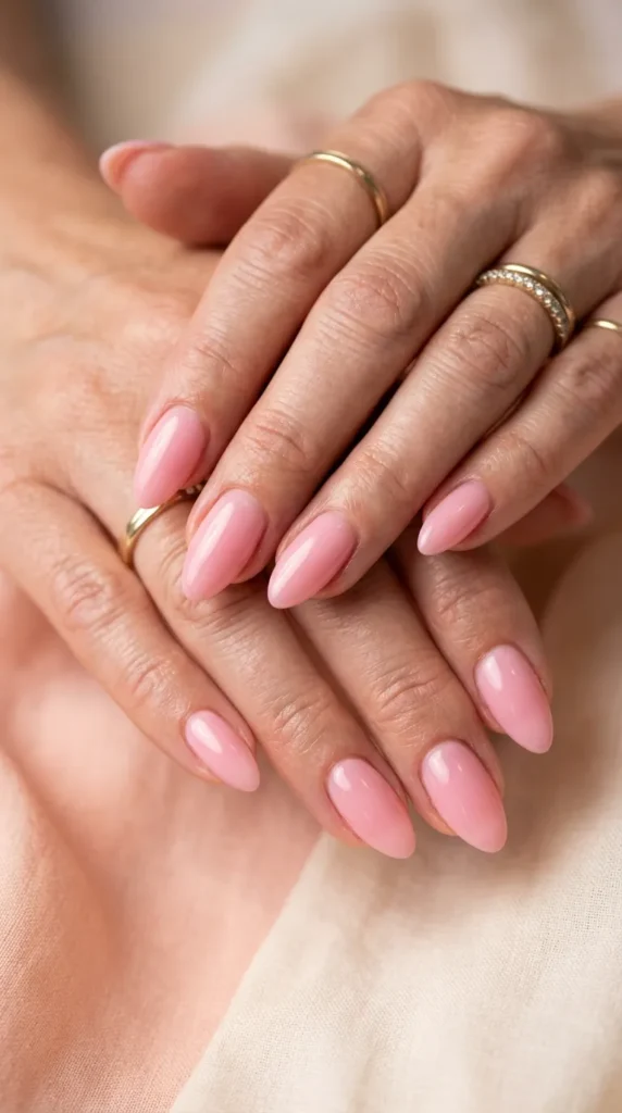 Strawberry milkshake pink almond nails
