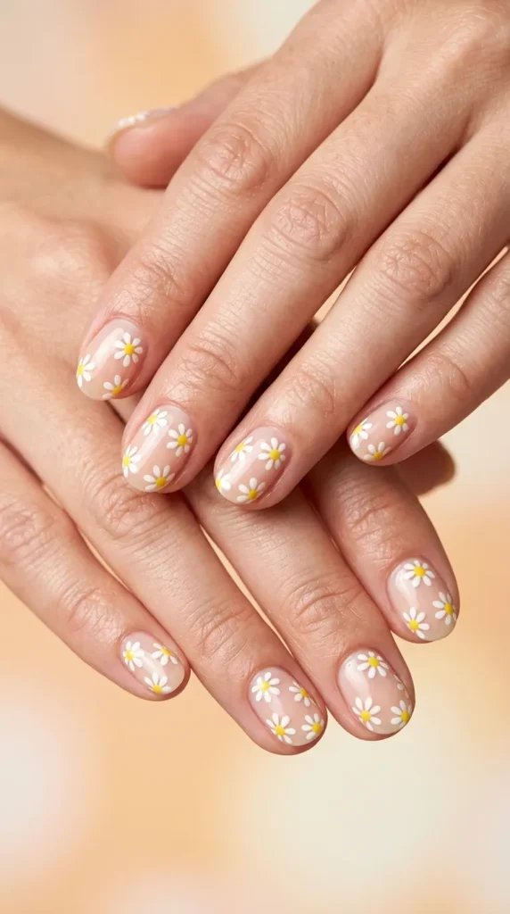 Sunny Yellow Daisy Nails